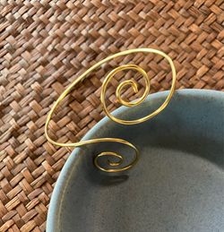 Gold Spiral Open Cuff Bracelet
