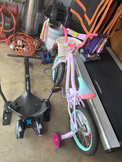 2 bicycles and hoverboard cart !