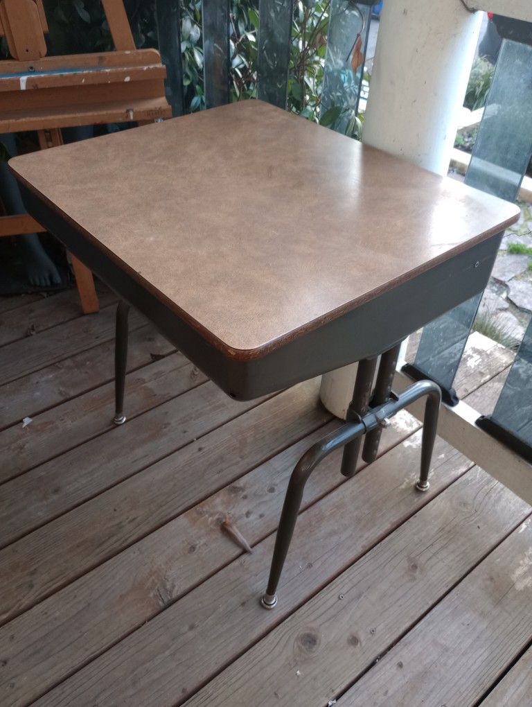 Vintage Steel Industrial School Desk w/ Lid