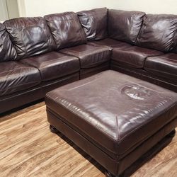Brown Leather Sectional ($350)