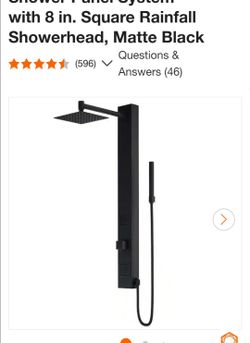 VIGO
Orchid, 39 in. H x 4 in. W, 2-Jet High Pressure Shower Panel System with 8 in. Square Rainfall Showerhead, Matte Black$180