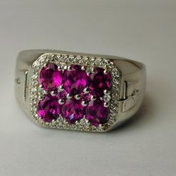 925 Silver Ring With Purple Gemstones