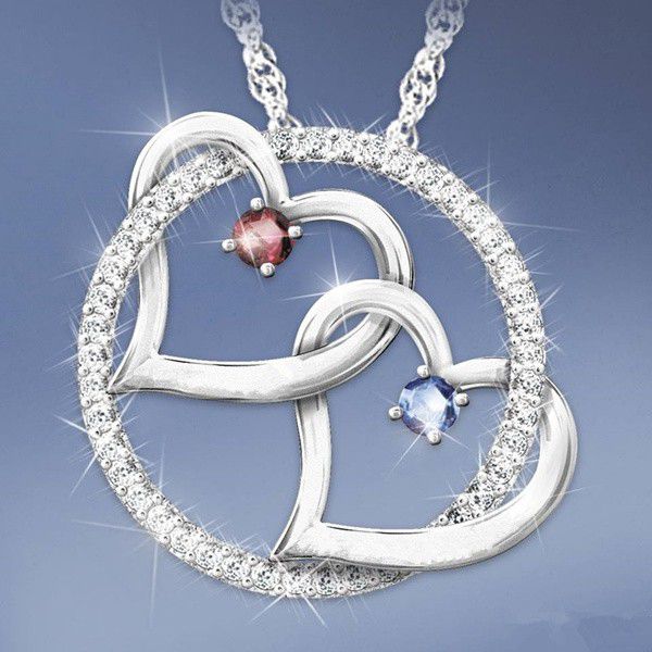 Luxury  925 Sterling Silver Diamond Heart Pendant Necklace