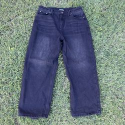 Deadstock Black Baggy Pants with Nice Embroidery on back