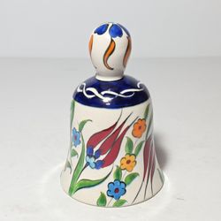 Turkish Pottery Bell Handmade Red Blue