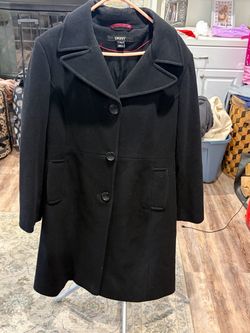 DKNY Black Wool Blend Coat size xl