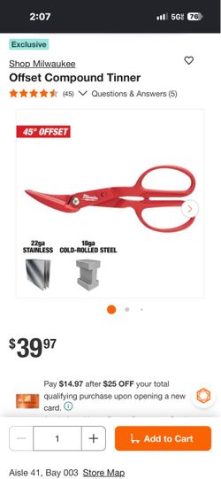Milwaukee Offset Compound Tinner Snips