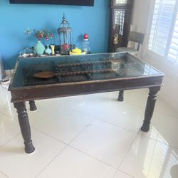 Antique Dining Table Made from Old Door 
