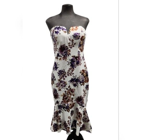 Bailey Blue Size Large Floral Strapless Dress - White and Purple