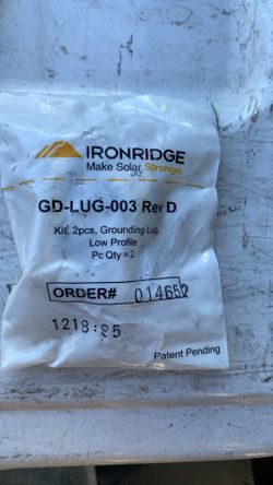 IronRidge GD-LUG-003 Low Profile Ground Lug w/ 1/4-inch T-Bolt & Nut