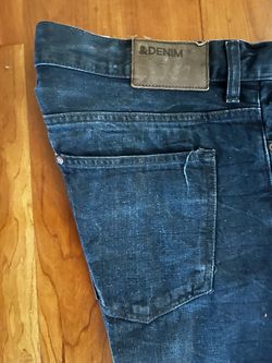 H&M &DENIM Men’s Jeans 34x32 Straight Leg Regular Waist Dark Blue Denim