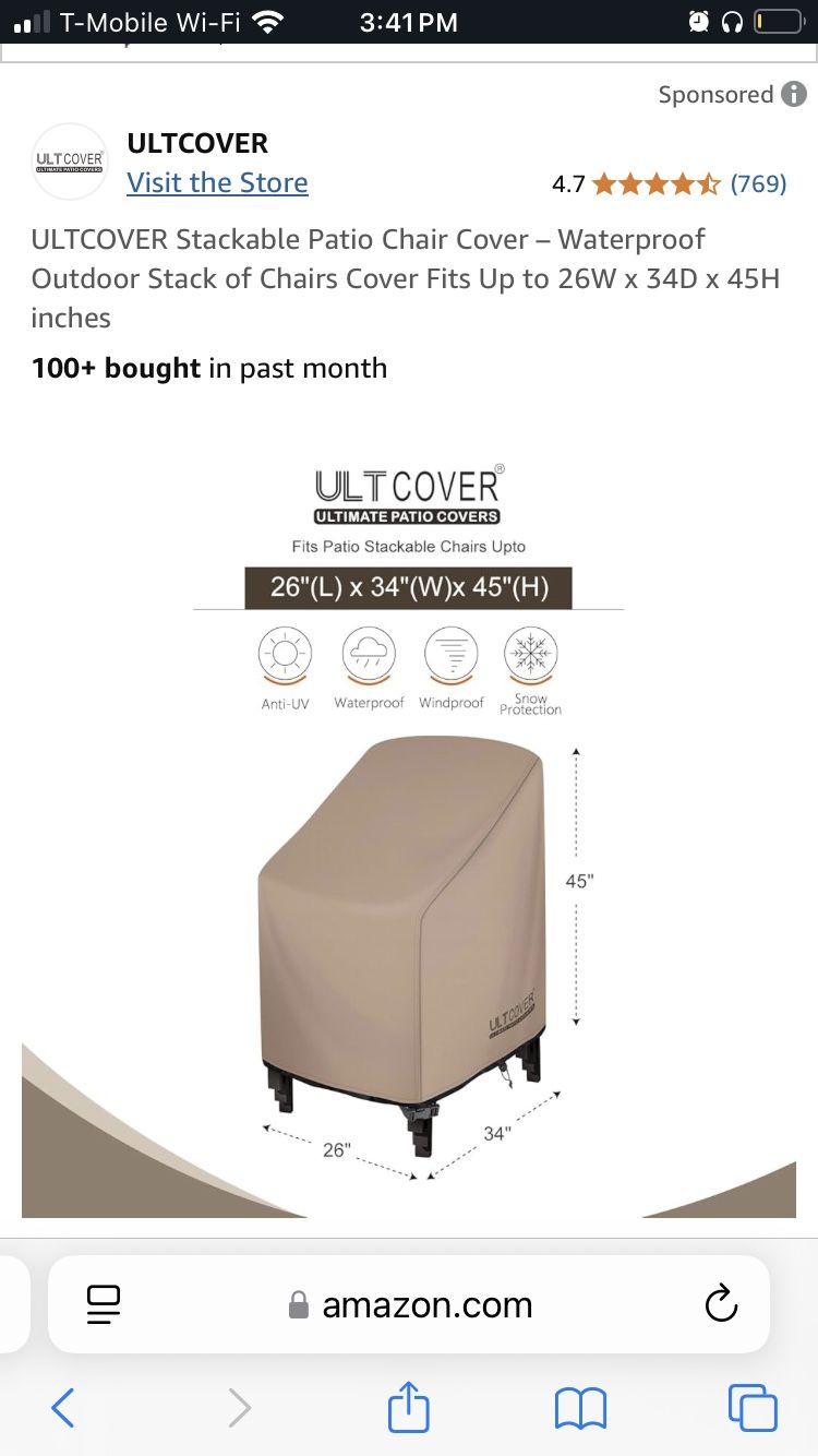 Ultcover Waterproof Stackable Chair Covers