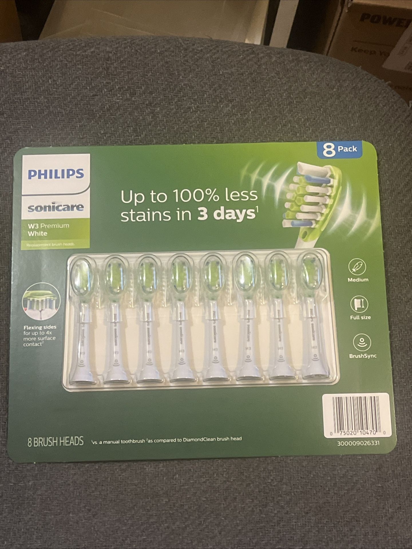 Philips Sonicare W3 Premium White Replacement Tooth Brush Heads - 8 Pack