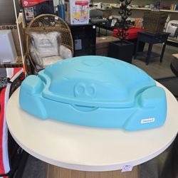 Simplay3 Coastal Crab Teal Outdoor Sandbox with Cover for Kids