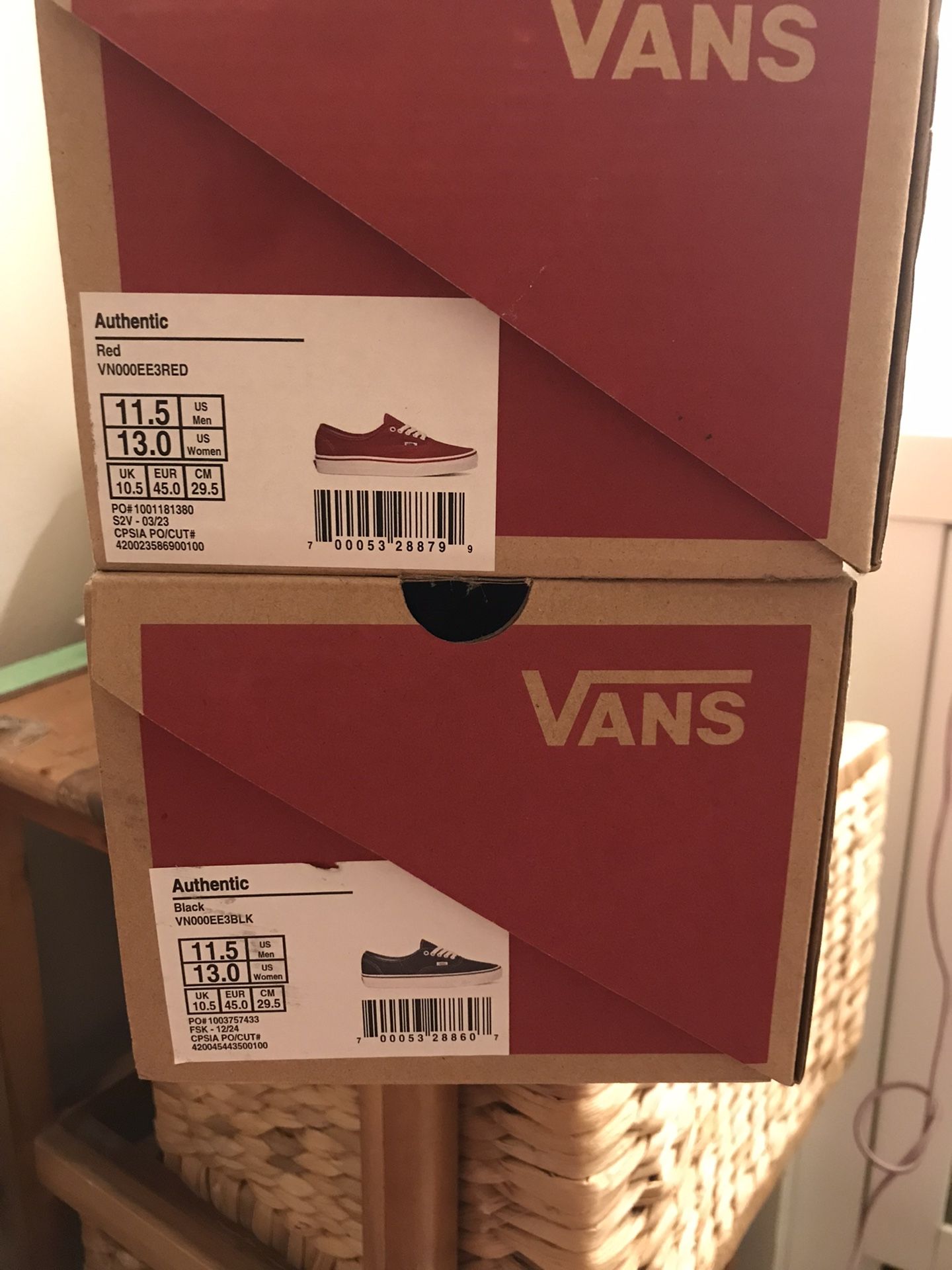 Vans Size 11.5 In Men 13.0 In Woman 