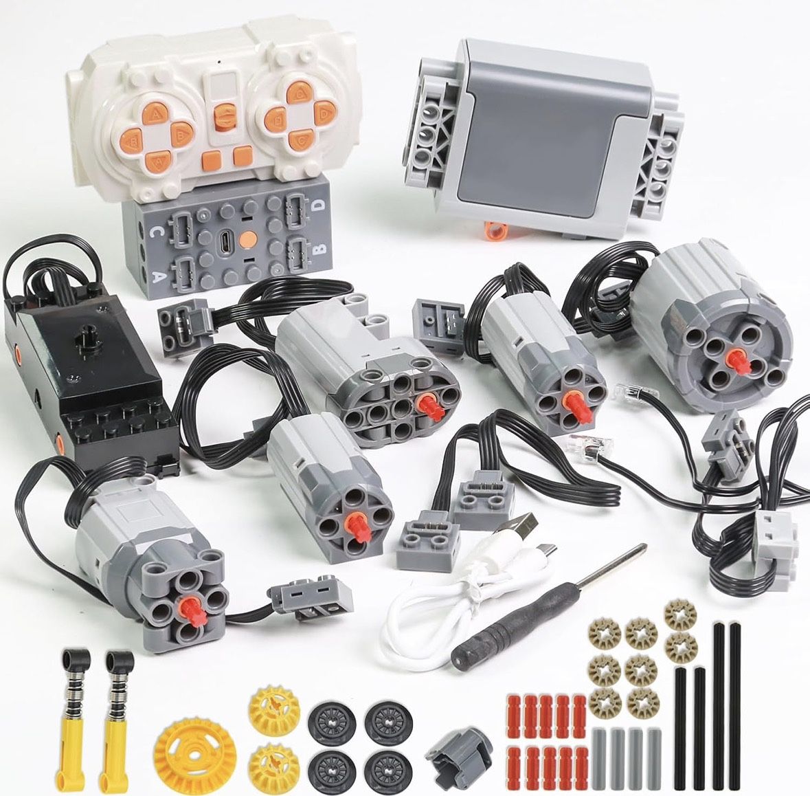 40Pcs Power Function Kit Set Motor Battery Bluetooth-Remote-Control Receiver Train Adjustable Speed Motor Parts