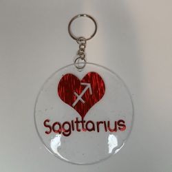 Red  heart handmade zodiac keychain 3 in