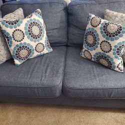 Blue Light Couch And Love Seat