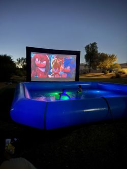 Backyard inflatable  Pool & movie night