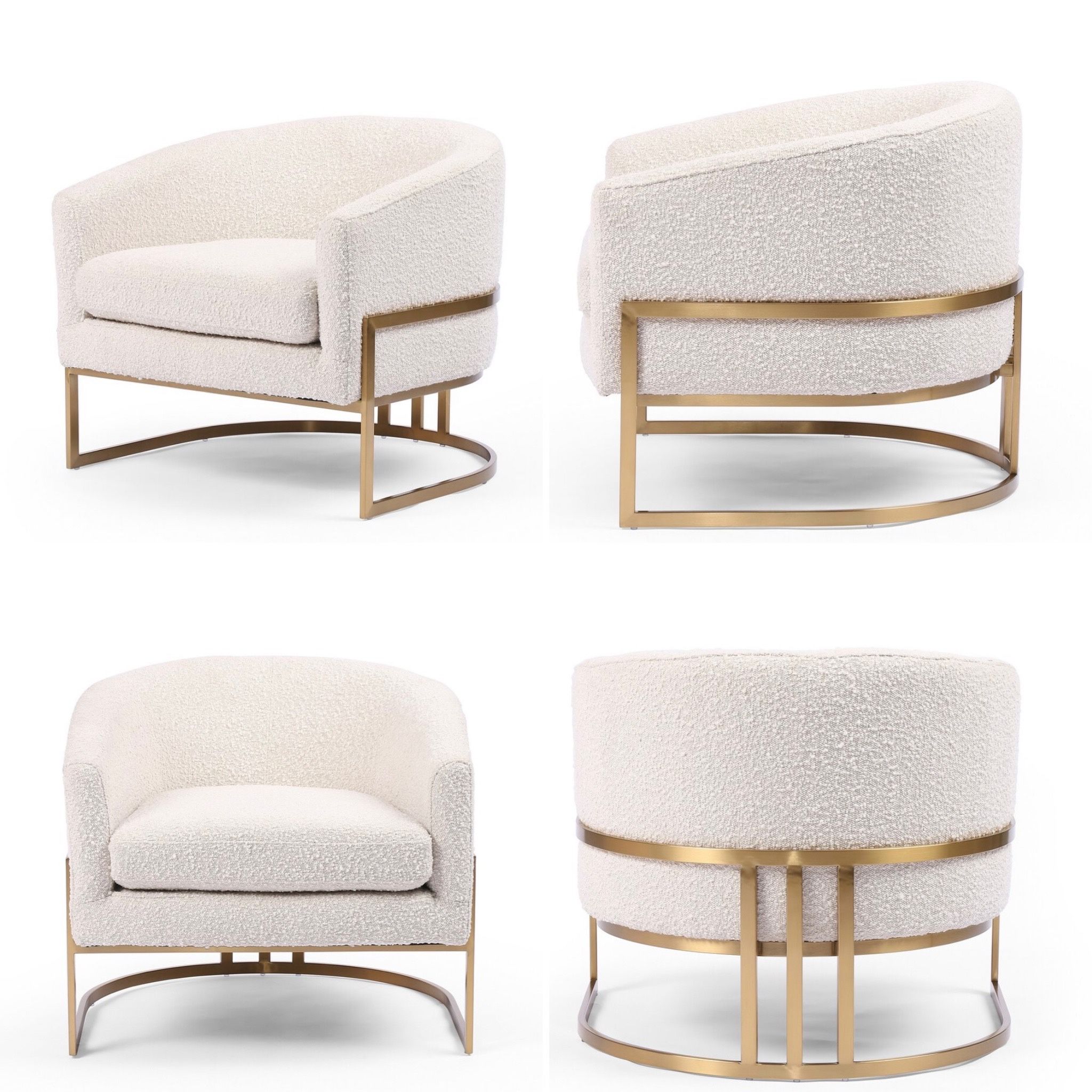 EXCEPTIONAL PAIR OF COASTAL BARREL CHAIRS WITH KNOLL NATURAL FABRIC