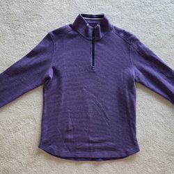 ROBERT GRAHAM 100% Cotton Purple L/S Quarter Zip Pullover Sweater – S
