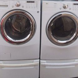 LG SET WASHER AND ELECTRIC DRYER BIG CAPACITY WORKING PERFECTLY WITH 2 MONTH WARRANTY 