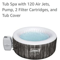 Bestway SaluSpa  Inflatable Hot Tub, 4-Person AirJet Spa With All Accessories Tub Cover Plus Cleaning Supplies And Mat See All Pictures 