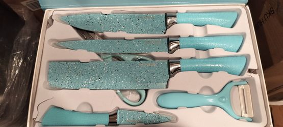Corrugated kitchen knives set with peeler and scissor new