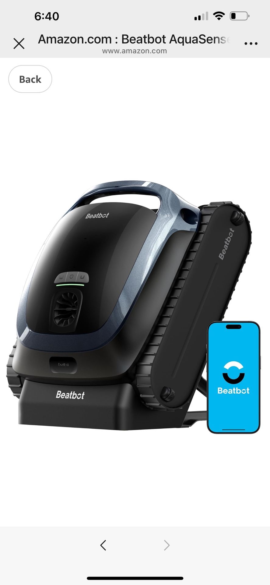 Beatbot AquaSense 2 Cordless Robotic Pool Vacuum Cleaner, Smart Surface Parking, Double-Pass Waterline Scrubbing, Cleans Floor, Walls and Waterline, A
