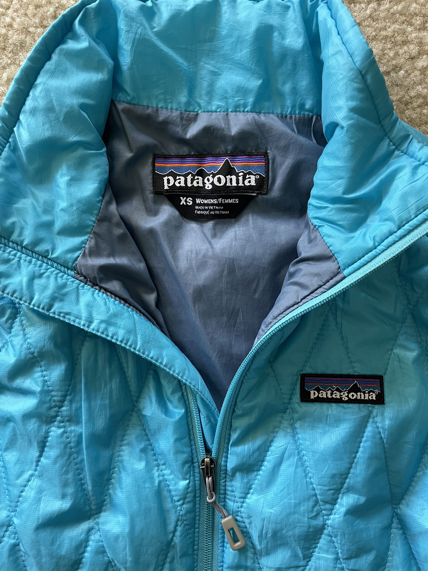 Womens Patagonia Puff Puffer Zip Vest Jacket Teal Blue Size XS
