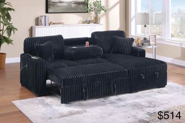 Corduroy Sectional sleeper with storage