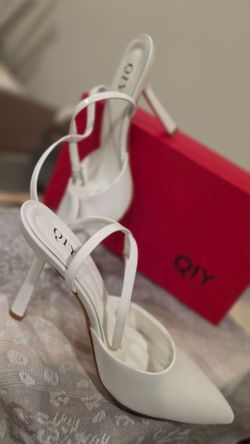 QIY White Strappy Stiletto Heels