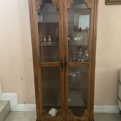 Wooden Curio With Lights