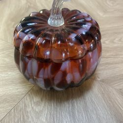 Pumpkin Glass Candle With Removable Lid 