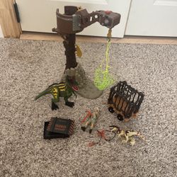Rare Animal Planet Dino Valley Tower Trap Playset 2005 Carnotaurus Ornitholestes