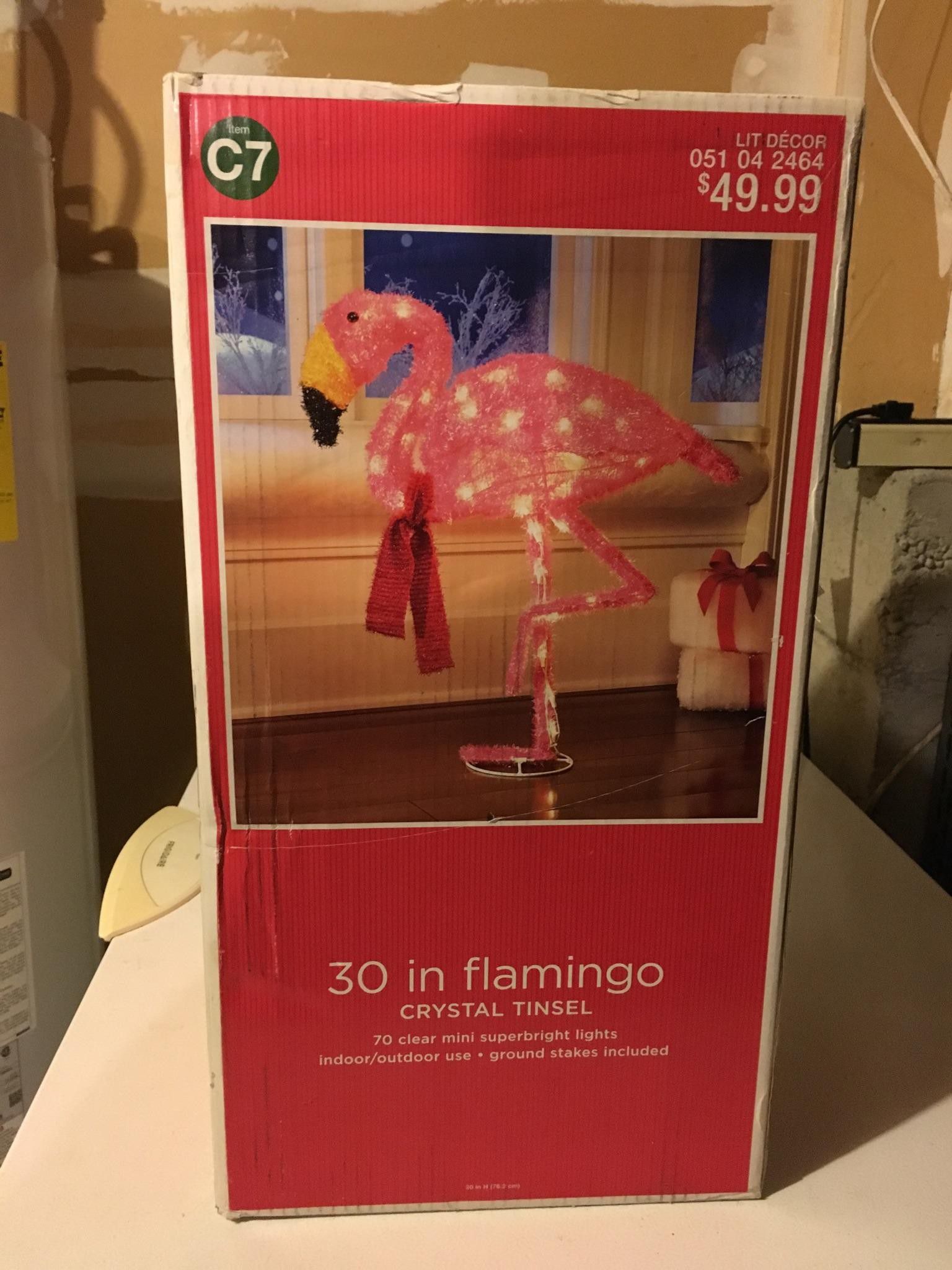 Pink Flamingo Lights Decor 30" NIB