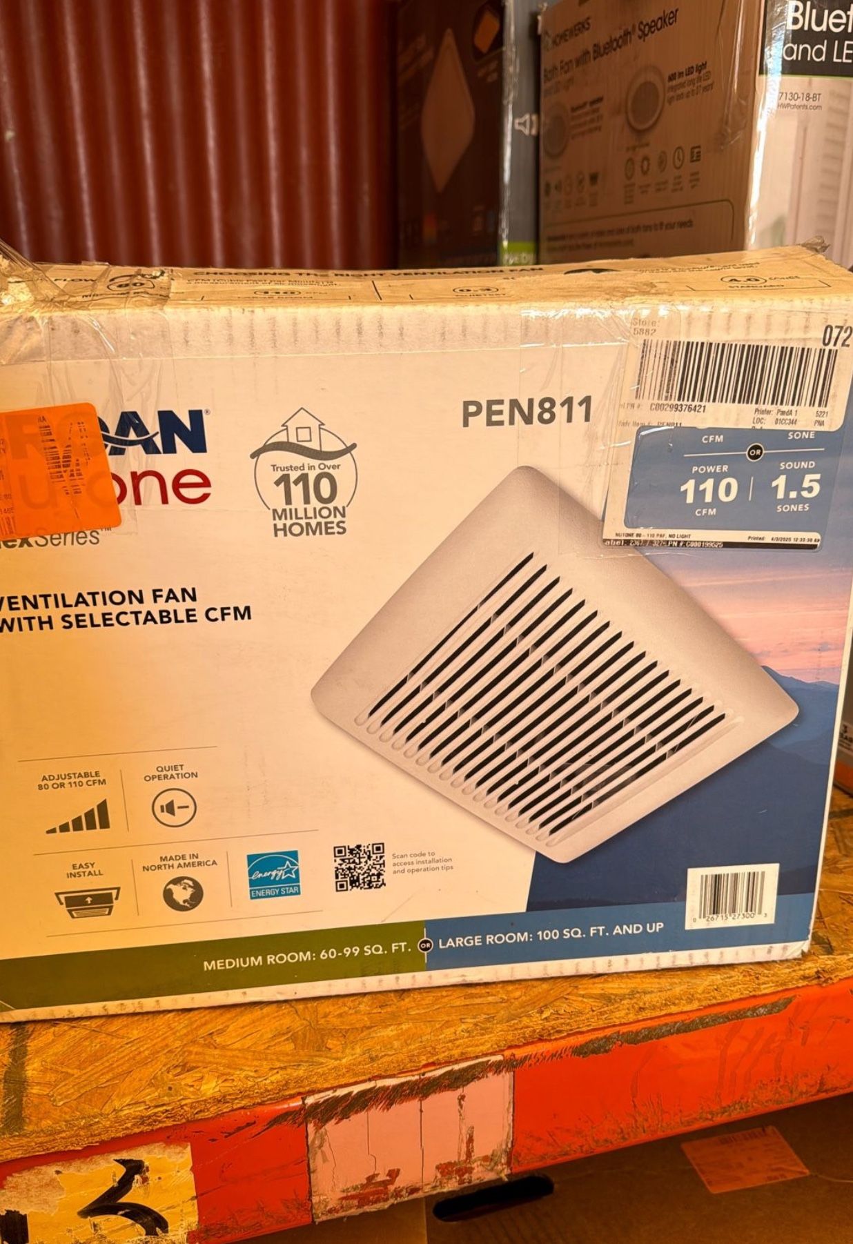 Broan-NuTone Flex Series 80-110 Selectable CFM, Room Side Installation, Bathroom Ceiling Exhaust Fan,1/1.5-Sone, Energy Star