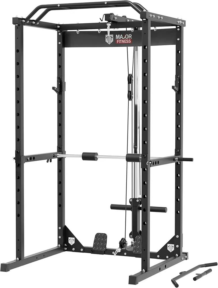 MAJOR LUTIE Power Cage, PLM05 1200lbs Capacity Power Rack with LAT Pull Down and Landmine Attachment for Home Gym $200