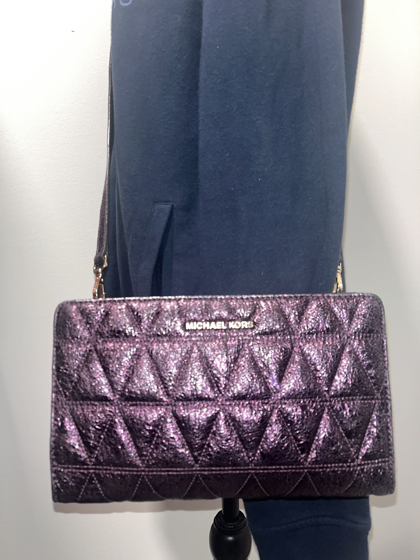 Michael Kors Damson Purple Metallic Crossbody