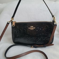 Coach Embossed Patent Leather Pouchette Crossbody