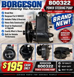 $195 NEW Borgeson 800322 Power Steering Pump