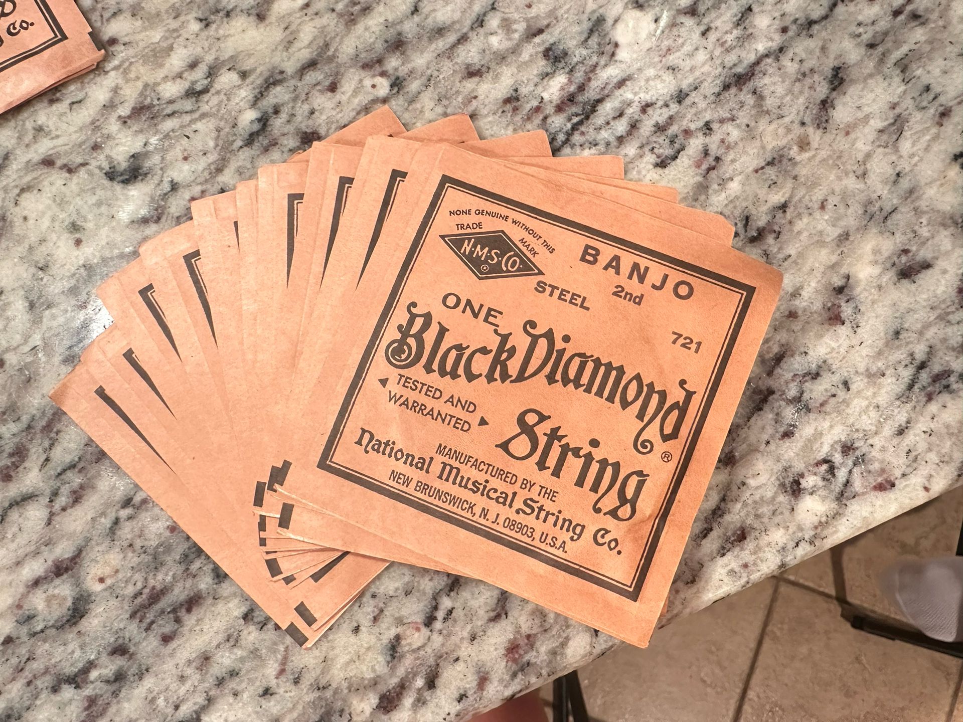 Vintage Black Diamond Banjo Strings, "2nd" steel string, model 721.