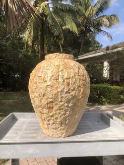 Raw Tessellated Fossil Stone Floor Vase 