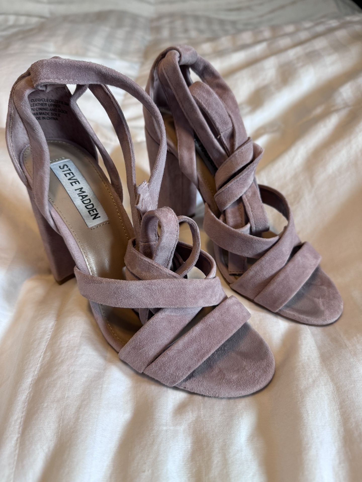 Steve Madden Pink/mauve Suede Wrap Heels