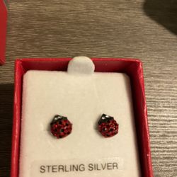 ladybug post earrings sterling silver