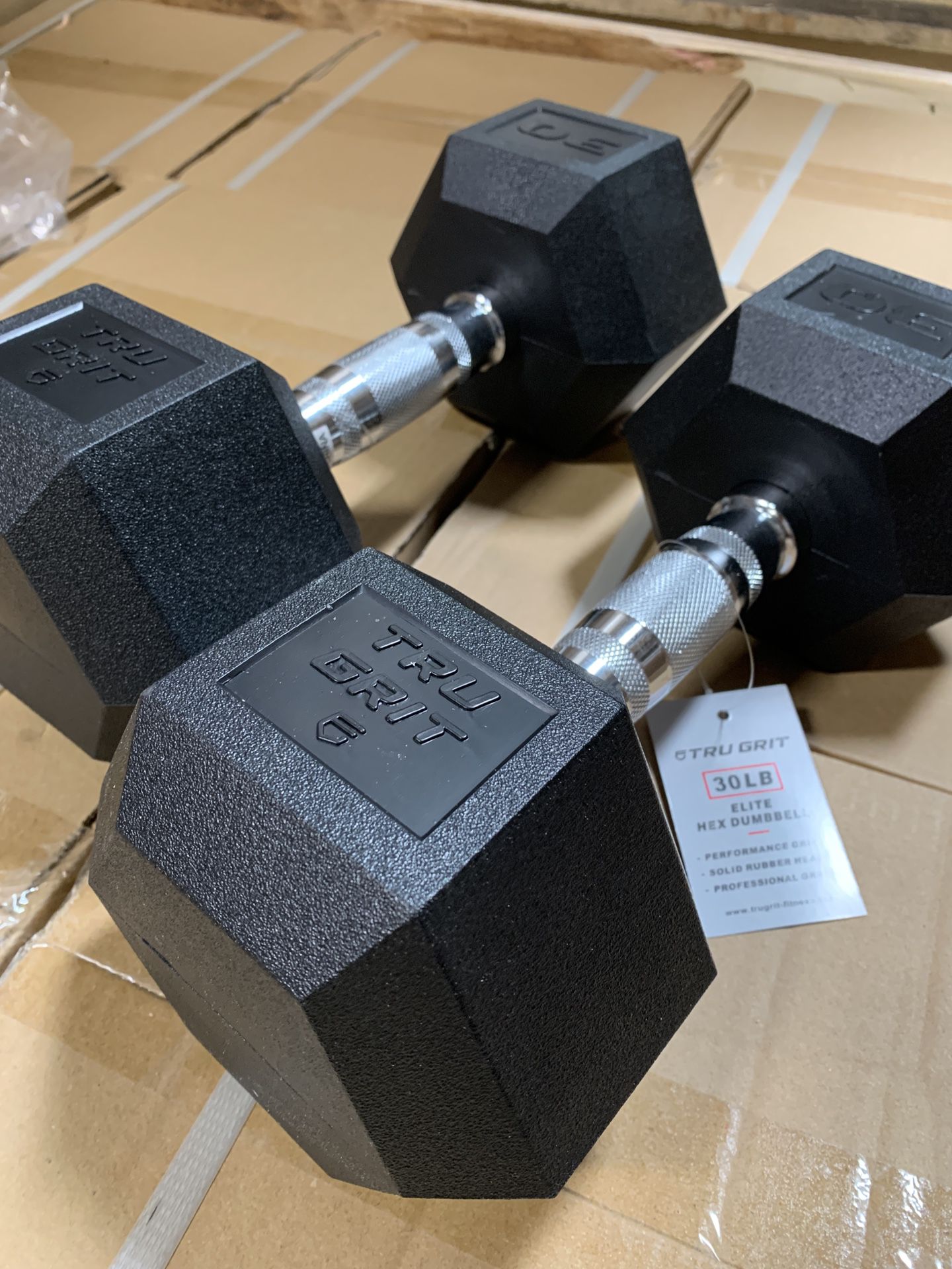 Sale, Brand New Rubber Hex Dumbbells 30lbs Set $1 Per Pound