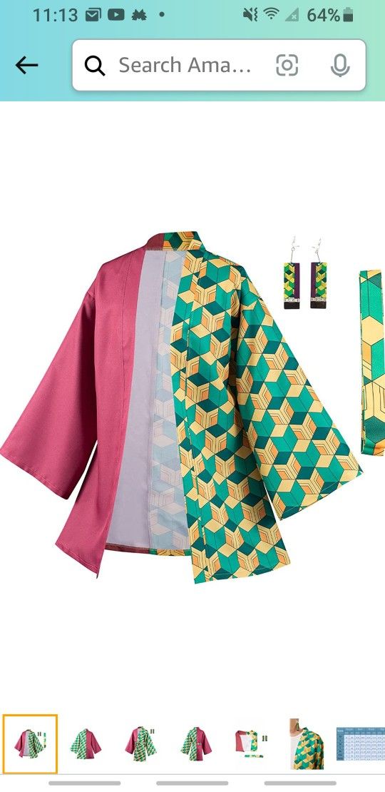 Tomioka Giyuu Robe Cloak Cosplay Costume Kimono Cardigan Jacket Earrings Set