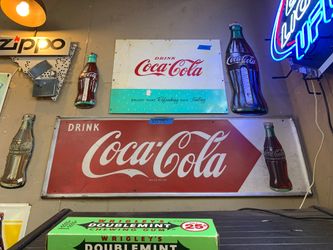 Vintage Drink Coca Cola Sign Large