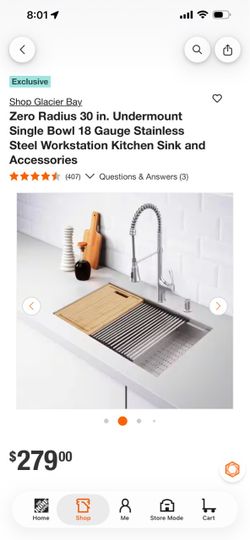 Glacier Bay 30 in. Undermount Stainless Steel Kitchen Sink