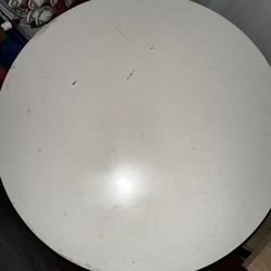 Side Table With White Top And Wood Legs 